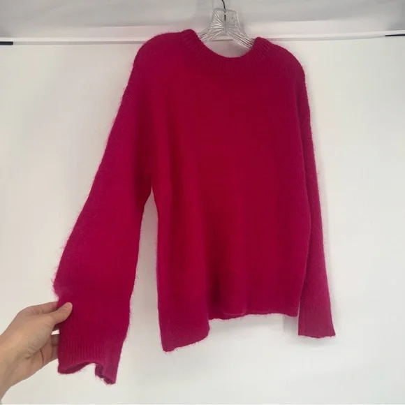 ALC Mohair Wool Blend Hot Pink Pullover Crew Neck Designer Knit Sweater XS - Picture 4 of 9